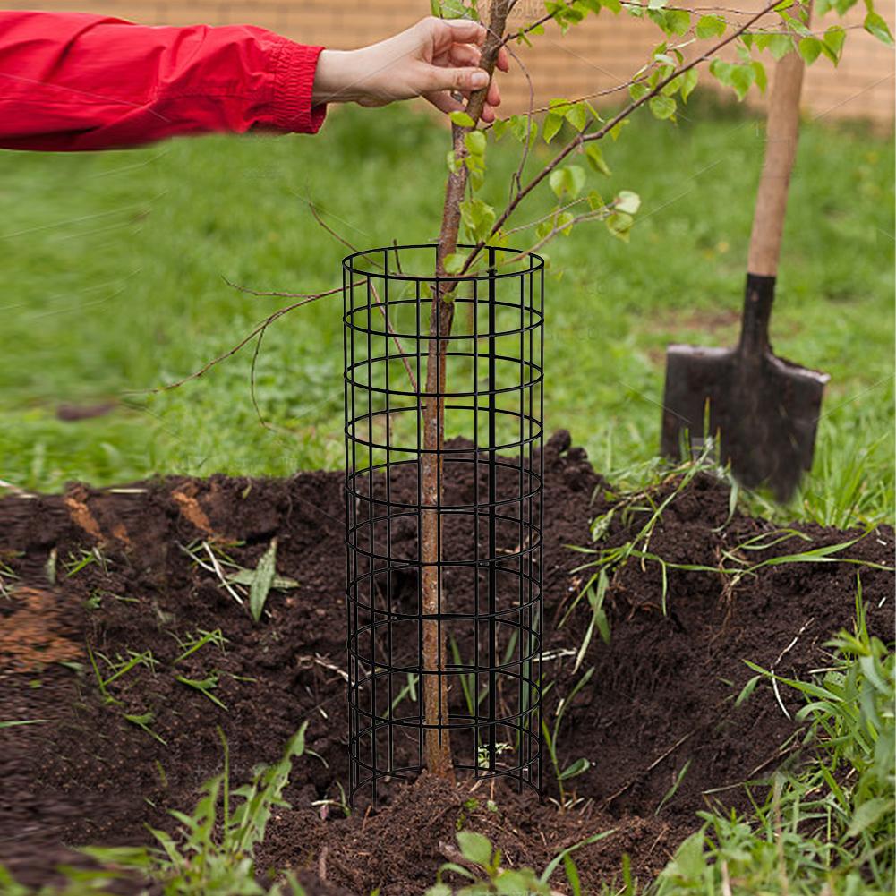 6 Pcs Tree Trunk Protector Guards with Zip Ties/Stakes Metal Plant Covers Wrap Protection Cage Gardening Tree Bark Protector