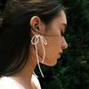 1Pairs Hollow Out Long Drop Earrings Bowknot Ear Stud Elegant Tassel Earrings