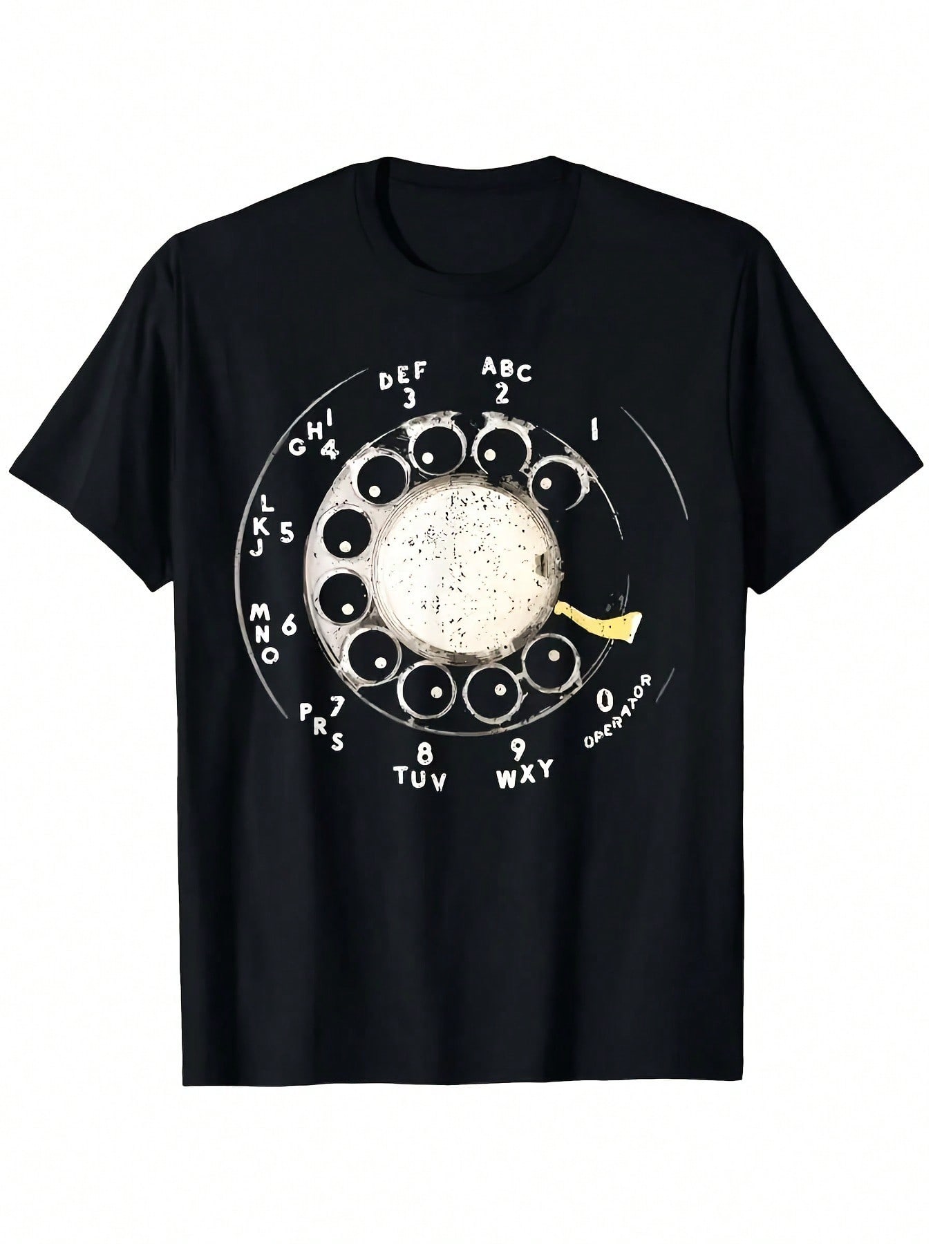 unisex s Retro Rotary Dial Phone Pattern T-Shirt- Vintage 70s/80s Nostalgic T-Shirt With Letters, Suitable For Mobile Phone Enthusiasts And Tech Lover S разноцветный