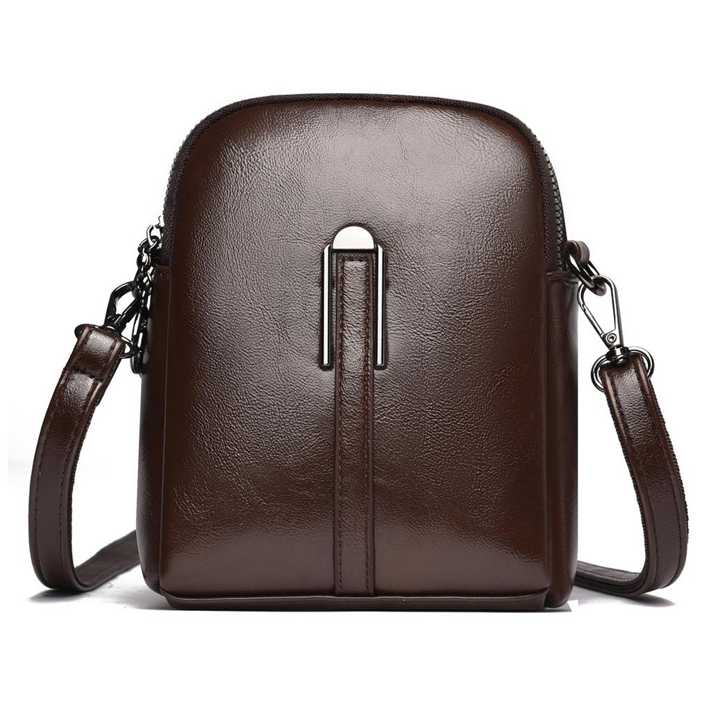Fashionable Loose Change Mobile Phone Bag, Light and Simple Soft Leather Single-shoulder Crossbody Bag