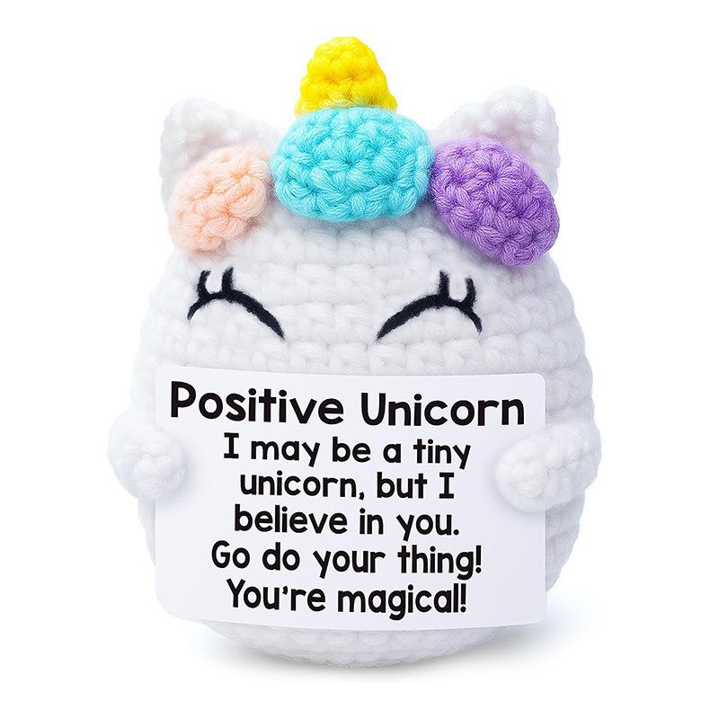 Funny Emotional Support Positive Crochet Unicorn Doll Cute Handmade Knitted Unicorn Desk Desktop Home Decoration Christmas Gift