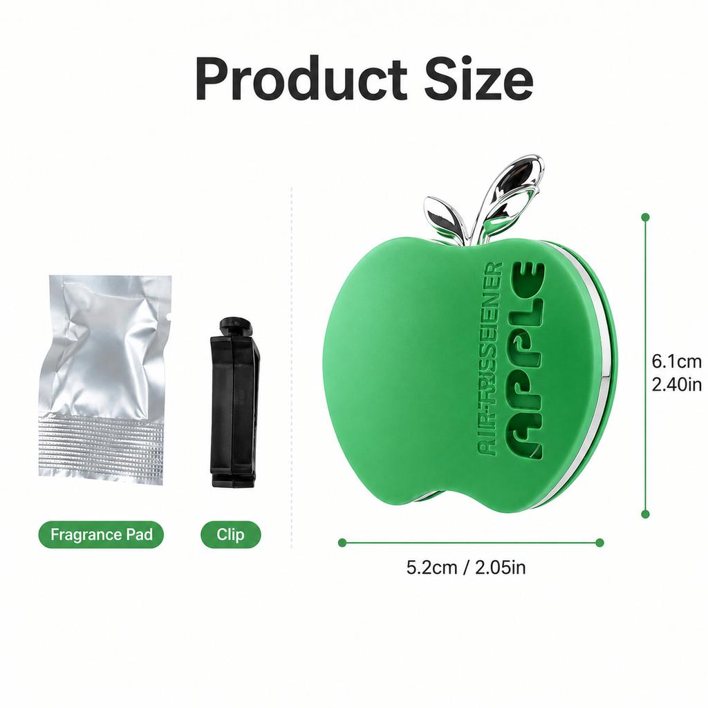 An apple-shaped car air freshener with floral fragrance - featuring a decorative ventilation clip design