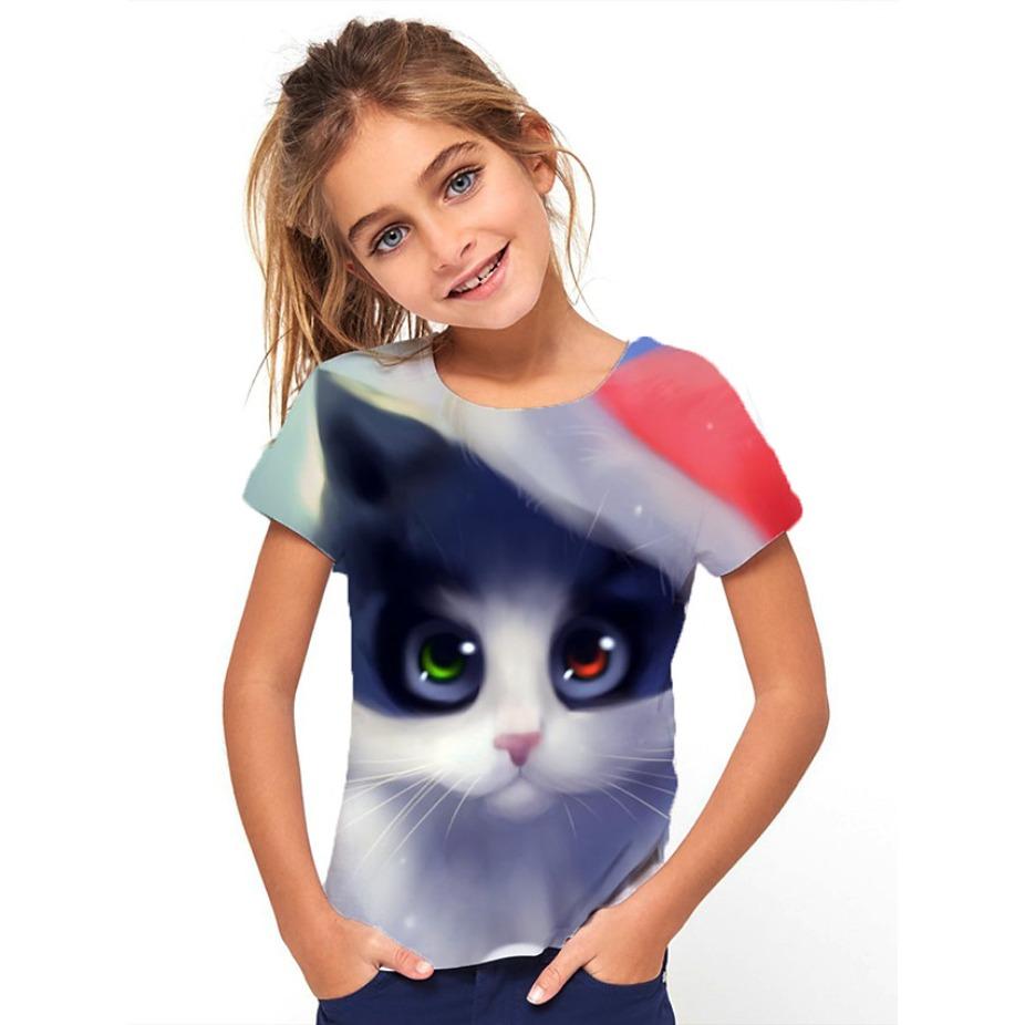 Kids T-shirts Cartoon Pattern Short Sleeve 3d Print T Shirt O Neck Tops Polyester Casual Sportwear Comfortable Tees
