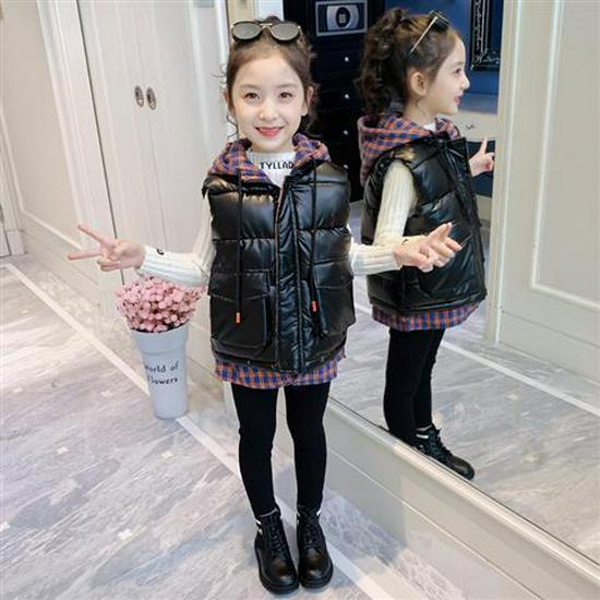 Girls' Fashionable Cotton Vest Jacket - 2025 Winter Style, Thickened Two-Piece Outerwear for Autumn and Winter