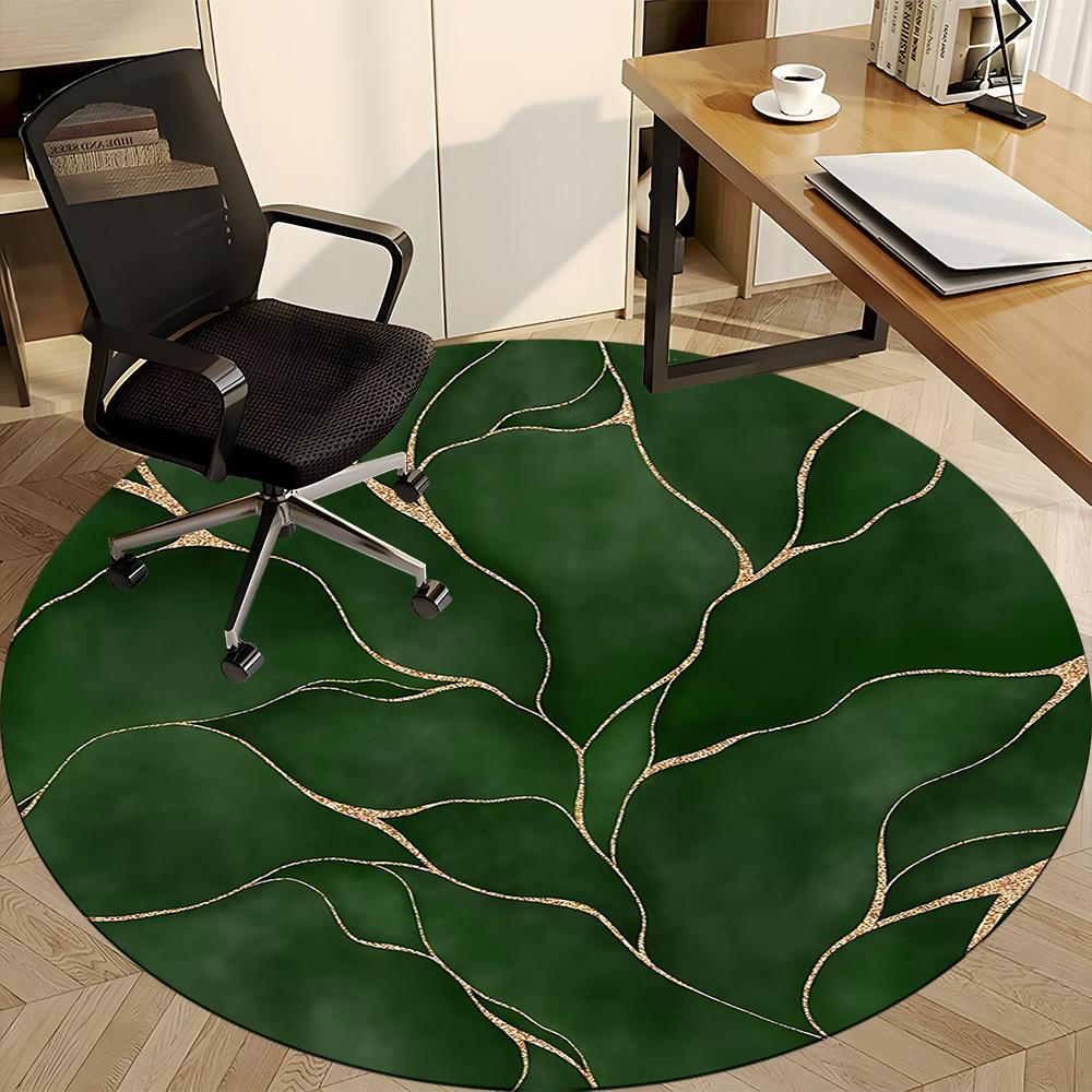 1pc Gold Leaf Pattern Office Round Area Rug, Indoor Mat Suitable ForOffice, Under Office Chairs Bedroom Living Room Home Decor, Room Decot049