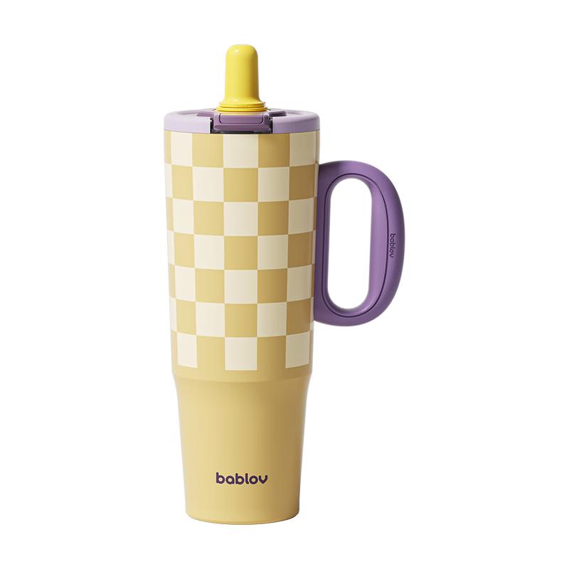 BabloV Large Capacity Ceramic Coated Insulated Tumbler with Straw