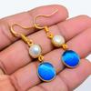 Blue Monalisa Gemstone Handmade 925 Sterling Silver Jewelry Earring 1.77" GK-4912