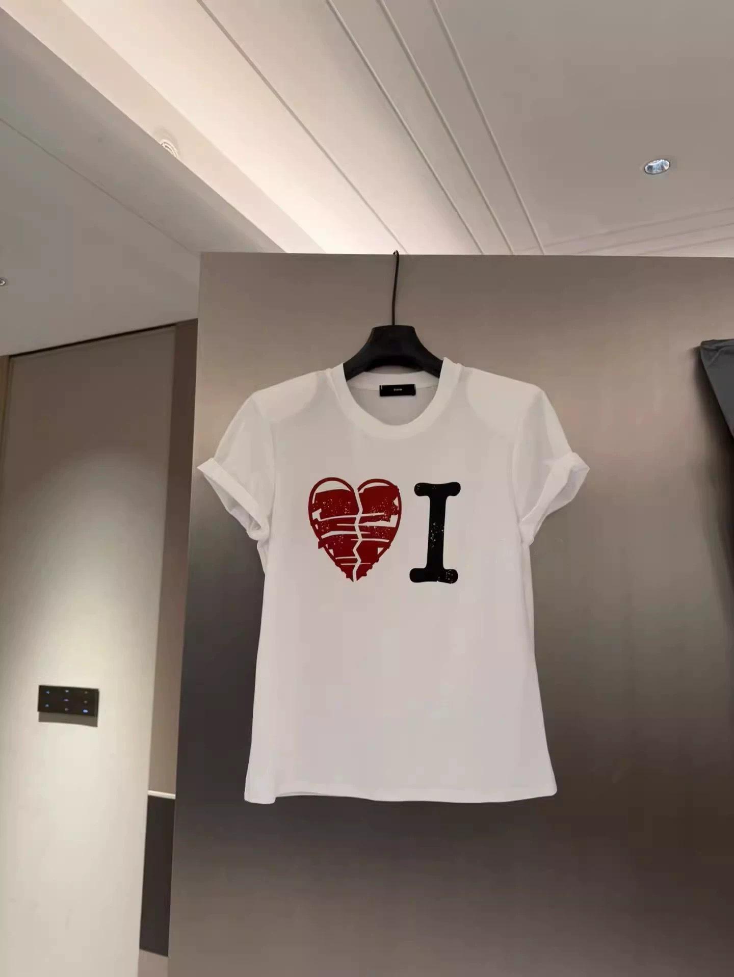 

Women s Plus Size Unisex Korean Broken Heart Print Loose Cotton T-shirt M