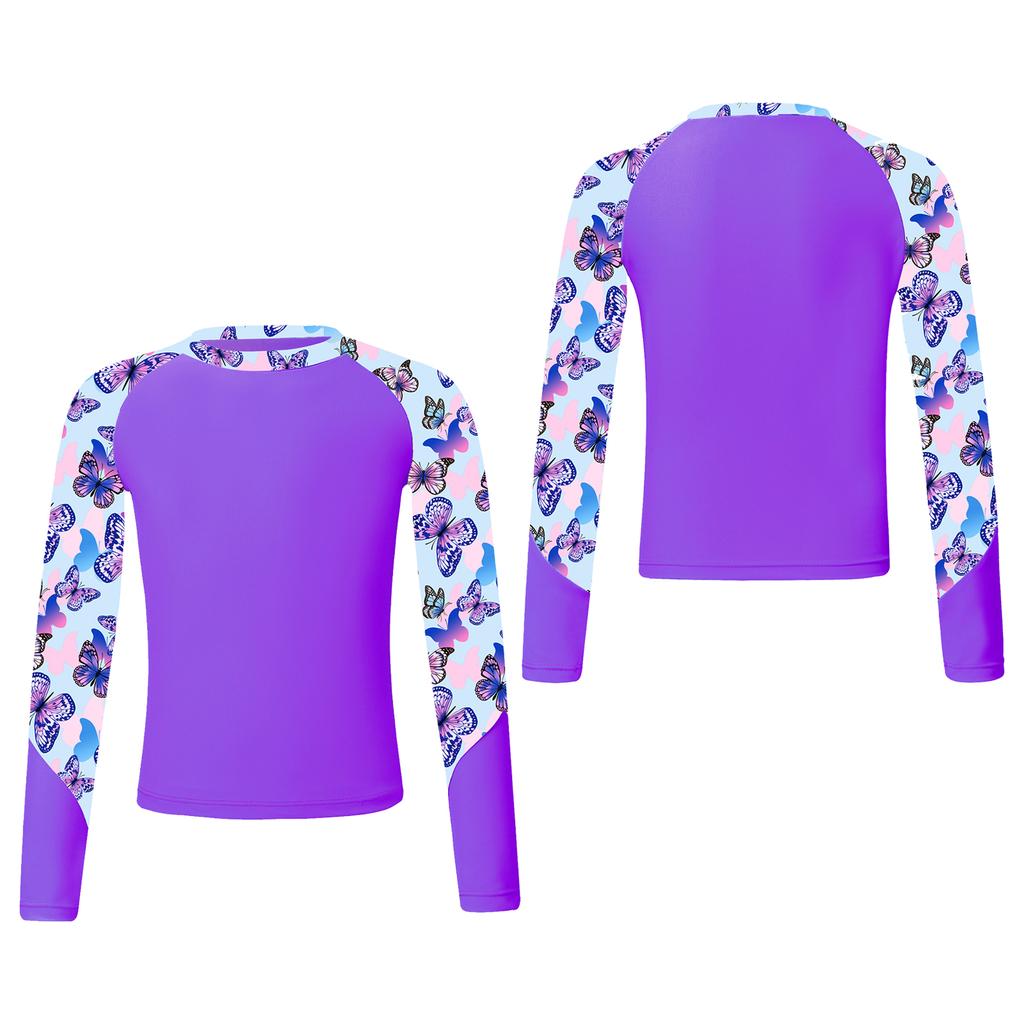 Girls' Swimsuit Long Sleeve UPF50+ Rash Guard Top Swimming Shirt Swimwear
