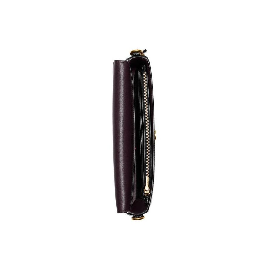 Coach Wyn 20 Minimalistisch C Logo Klappe Druckknopf Kreuzschraffur Leder Umschlag Umhängetasche Kleine Damen Taschen Schwarz C8439-B4BK