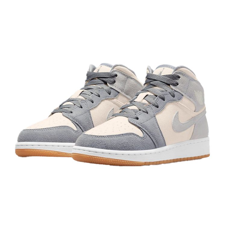 Air Jordan 1 Mid SE GS Coconut Milk Particle Grey Kinder-Sneaker Creme DN4346-100