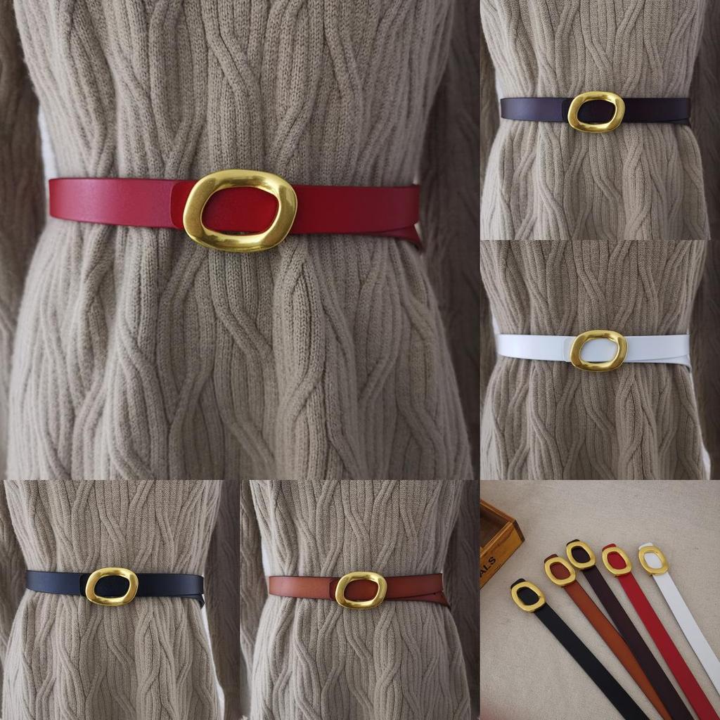 Fashion Leather Waist Belt For Women With Silver Button Closure For Daily Use