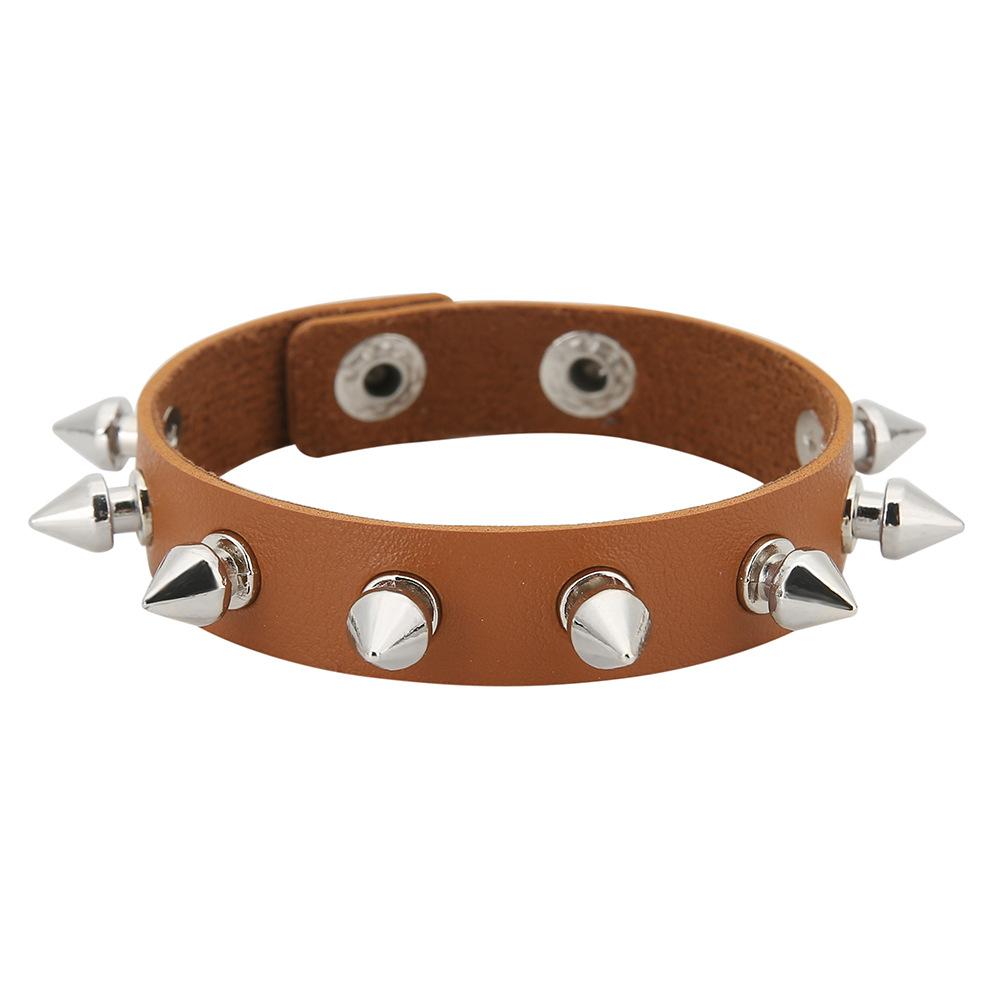 Black Goth Bracelets For Women Punk Boho Emo Spike Rivets PU Leather Bracelet Cuff Bangles Festival Jewelry Party Gifts