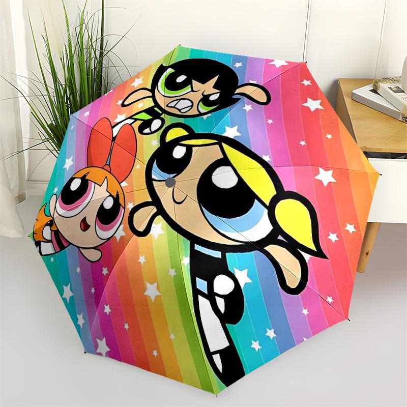

1pc Powerpuff Girls Automatic Open/Close Umbrella - 8-Rib Stability - All-Season Everyday & Formal Use yy251022044