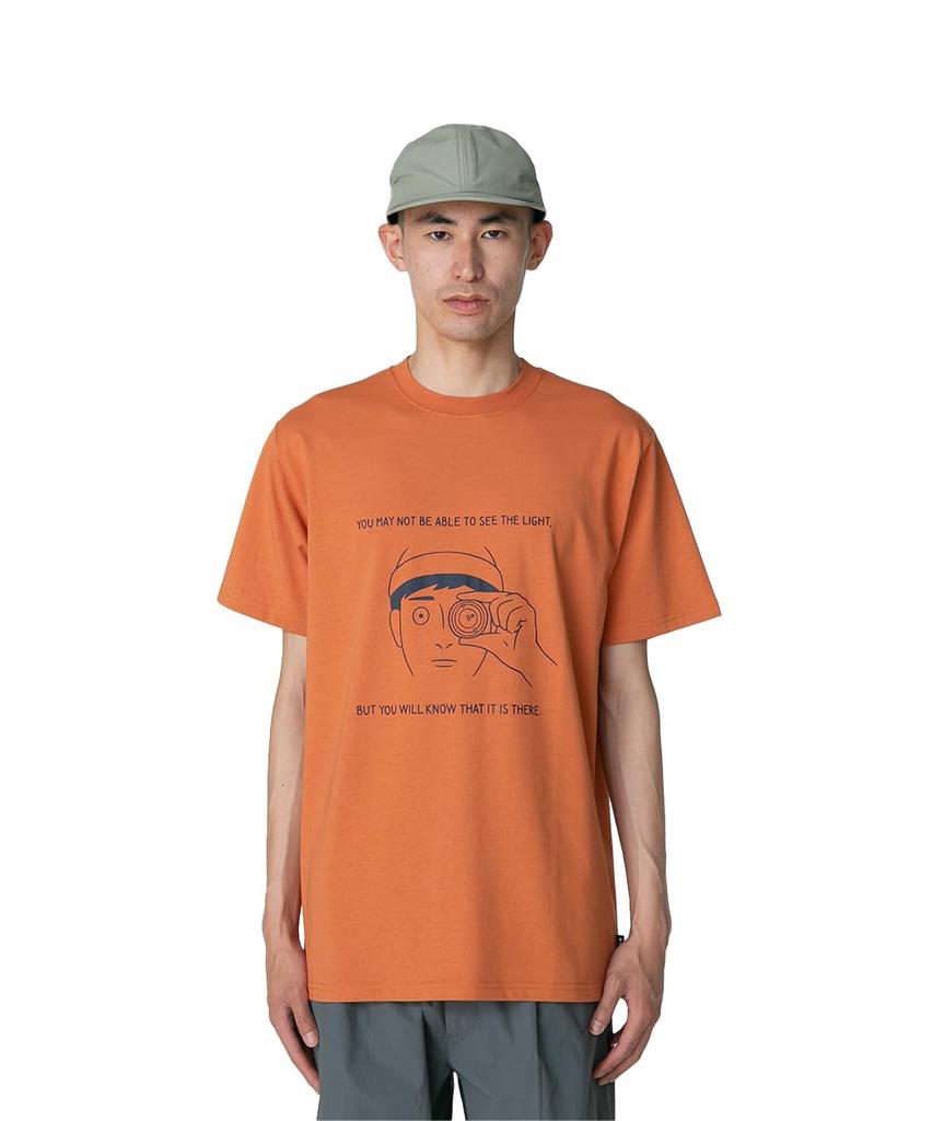Snow Peak Lantern Eye T-Shirt, Size Small, Orange, TS-25SU103, Perfect for Festivals, Camping, and Outdoor Activities