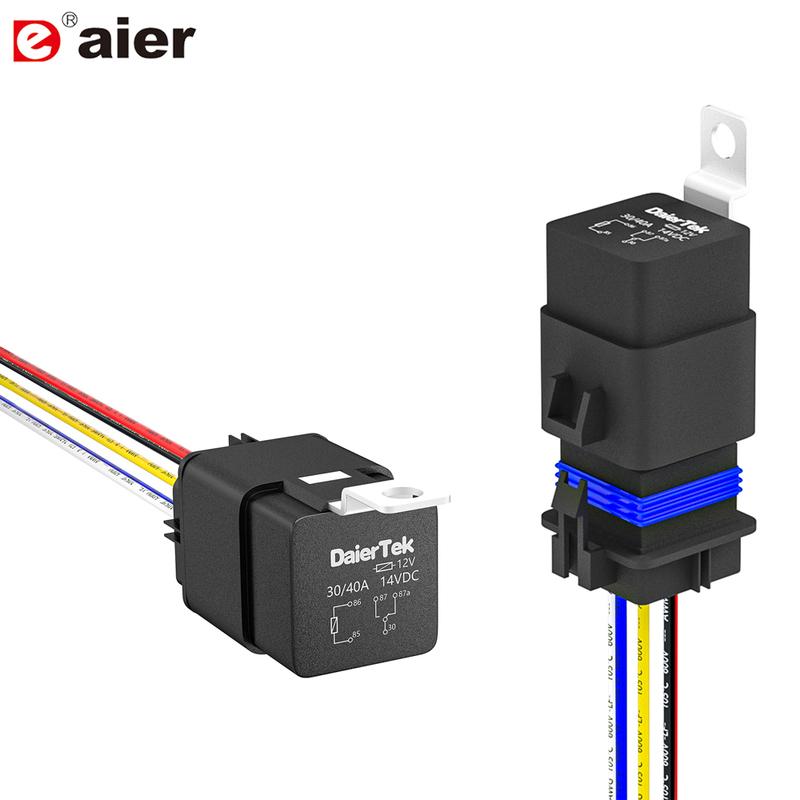 12V Relay with Harness Waterproof Relay 12V 30/40 AMP 5 Pin SPDT 14 AWG DC 12 Volt Relay Socket Kit Bosch Style for Automotive 12V 1PC