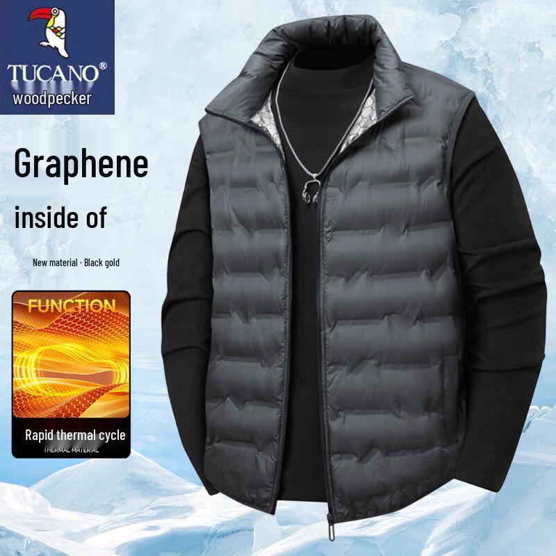 

TUCANO Men s Autumn/Winter Thick Fleece-Lined Warm Windproof Loose Vest 2XL