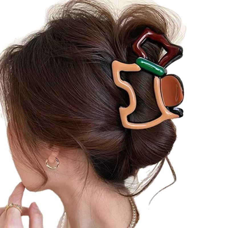 New High-End Contrasting Color Grab Clip Cartoon Cute Puppy Hairpin Large Back Head Disc Hair Shark Clip Female