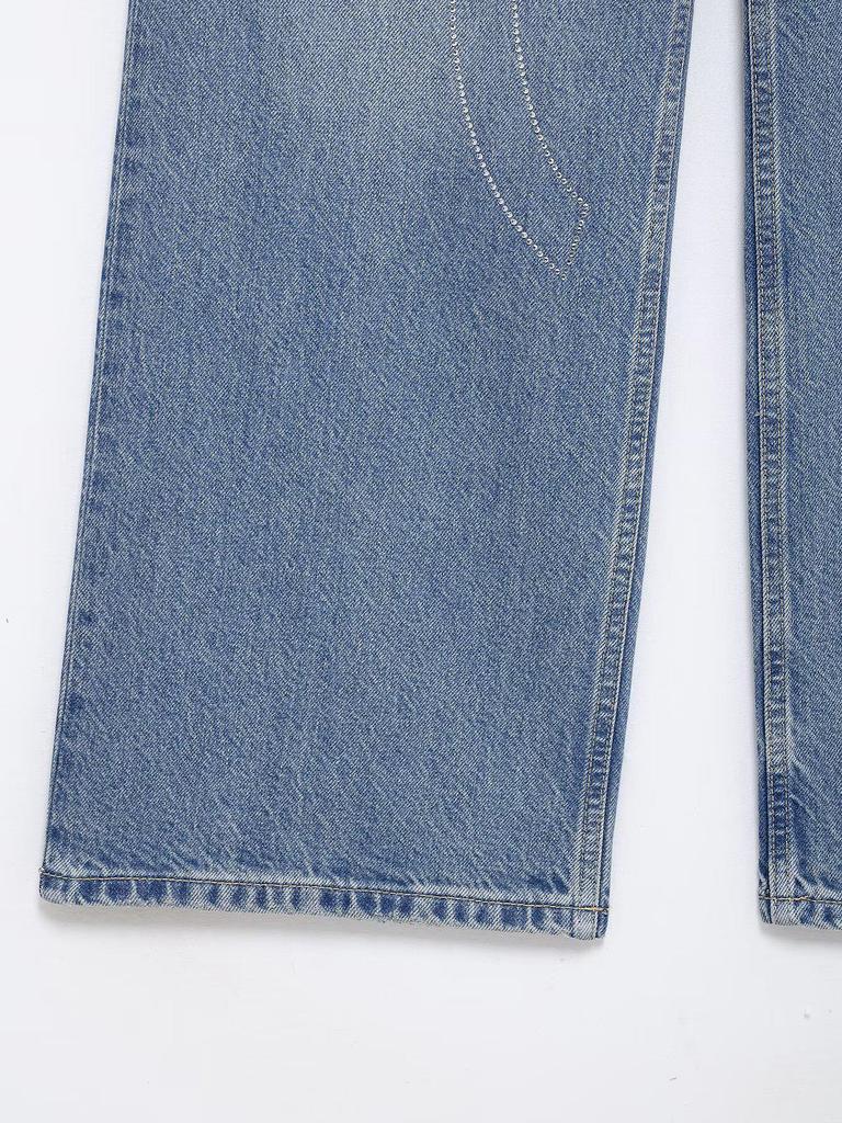 2025 Spring Women's Fashion Embellished Denim Jacket & Jeans Set