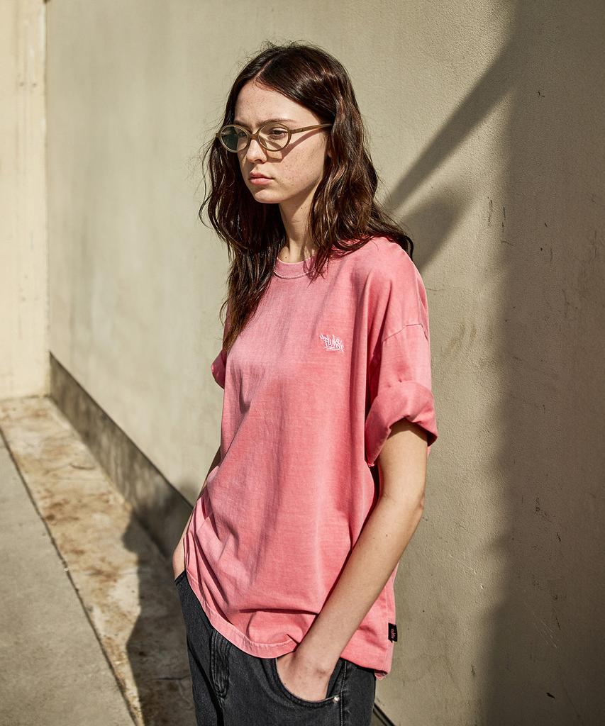 Peullukeu Slam Logo Pigment Short Sleeve T-Shirt Light Pink Fst749