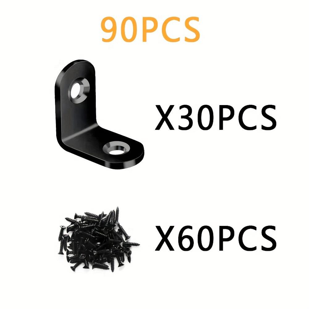 

90pcs (30pcs Bracket with 60pcs Screws) L-shaped Right Angle Support Angle Brackets Accessories with Screws, Wardrobe Fixed Divider Wall Plate Bracket 90pcs чёрный