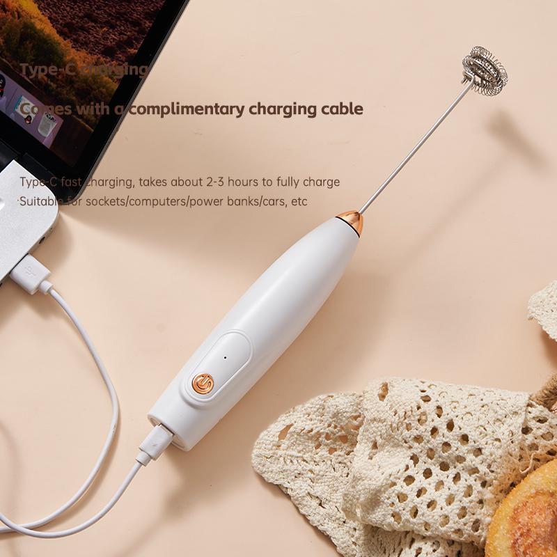 Kabelloser Milchaufschäumer, Handlicher Elektrischer Schneebesen, für Perfekten Cappuccino, Matcha, Hafermilch, Suppe, Eier, Tragbare Küche, Backwerkzeug, Geschenk für Kaffeeliebhaber