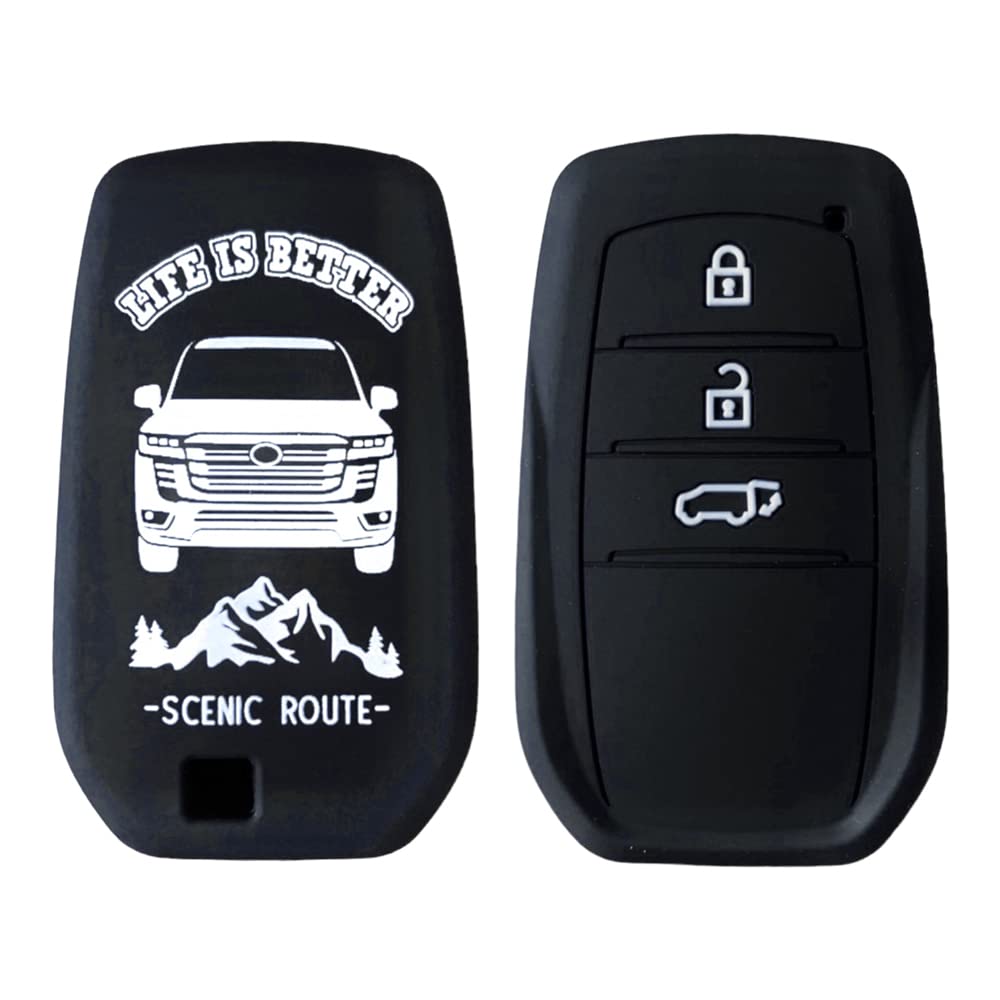 Suity Specially Designed for Toyota Land Cruiser Land Cruiser Anti-Scratch Smart Key Silicone Key Cover Key Case Black, Black