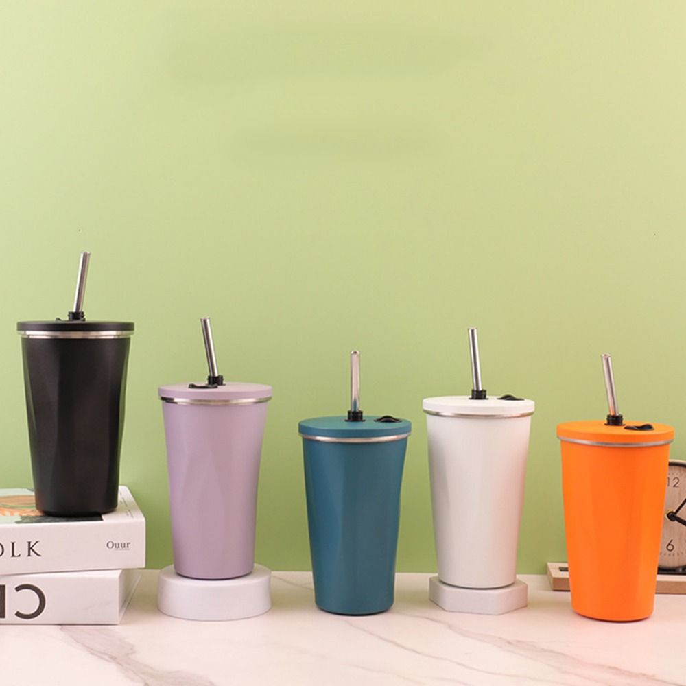 Creative Travel Insulated Tumbler Vacuum Insulated with Straw Stainless Steel Thermal Mug 600ML BPA Free