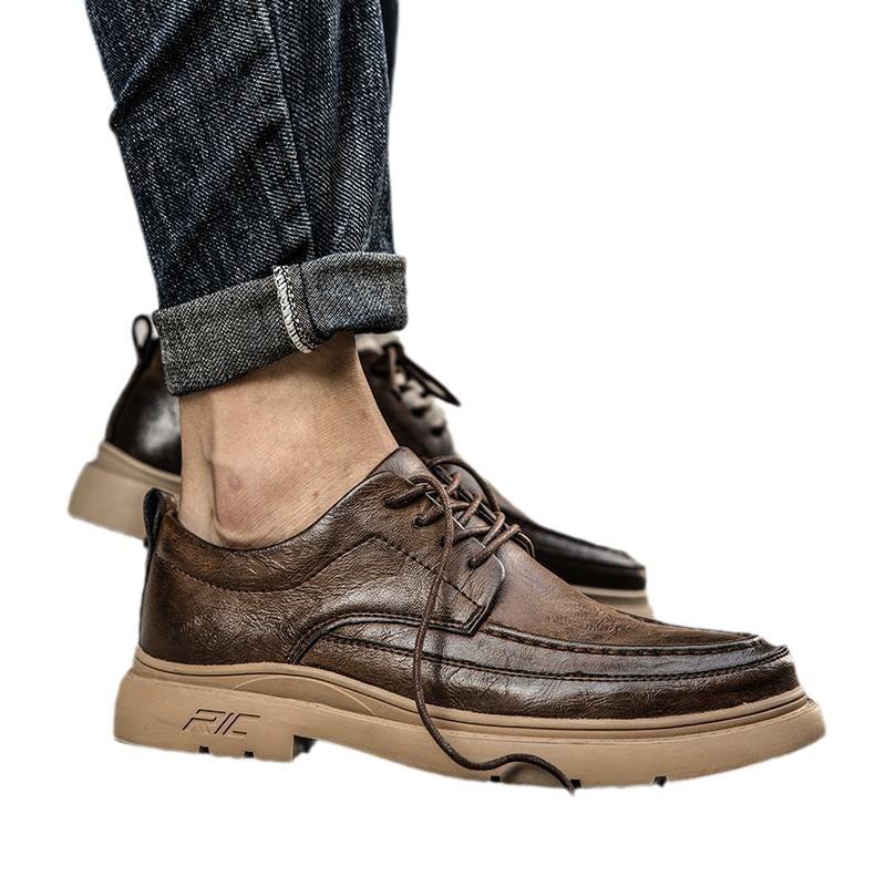 British Leather Shoes Leather Men's Casual Single Shoes Handmade Shoes Stitched Casual Leather Shoes