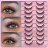 10 Pairs of Thick, Curled Faux Mink Eyelashes for Natural Daily Makeup