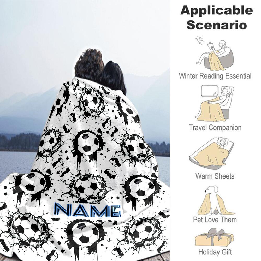 Football Wall Personalized Name Blanket Multi-purpose Customizable Blanket Warmthful Decor Suitable for Office Chair Living Room Nap Sofa