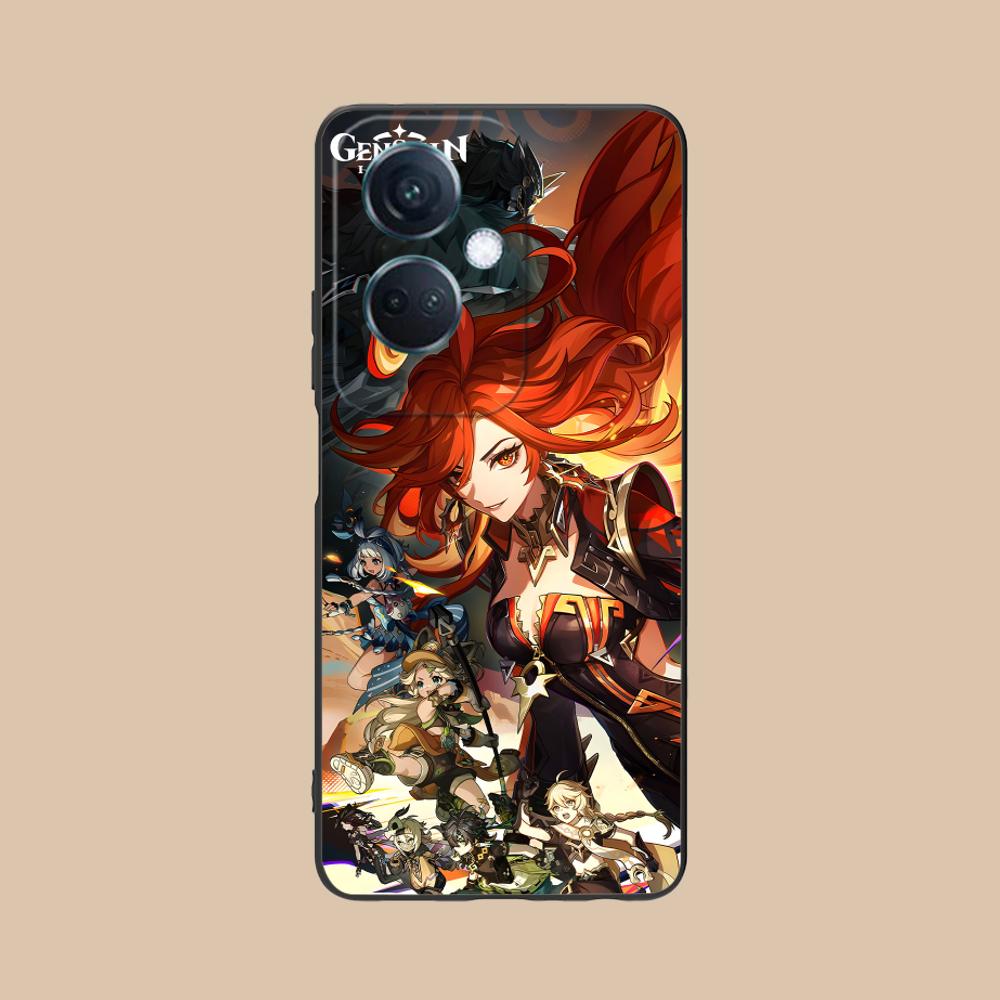 Game GI Mavuika Matte TPU Mobile Phone Case for OPPO Reno 14 13 12 11 10 9 8 7 6 5 F T Pro 5G Colorful Printing Cover