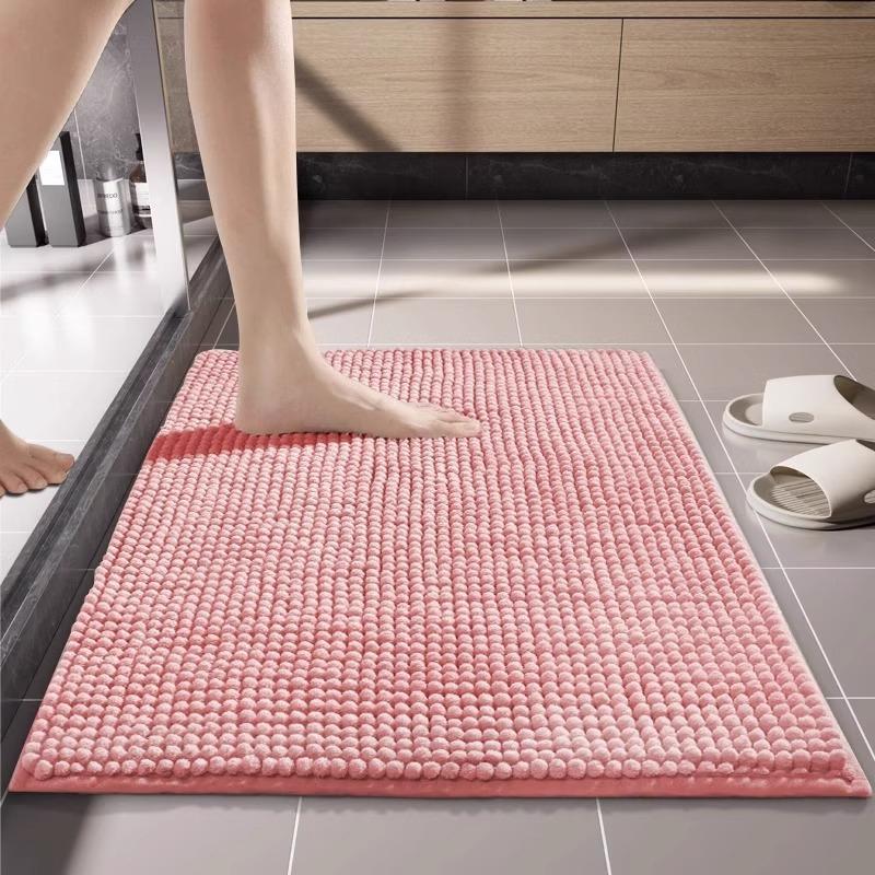 Chenille Bathroom Rug Super Absorbent Non-Slip Bath Mat Soft Fluffy Shaggy Floor Mat for Bathroom Shower Machine Washable