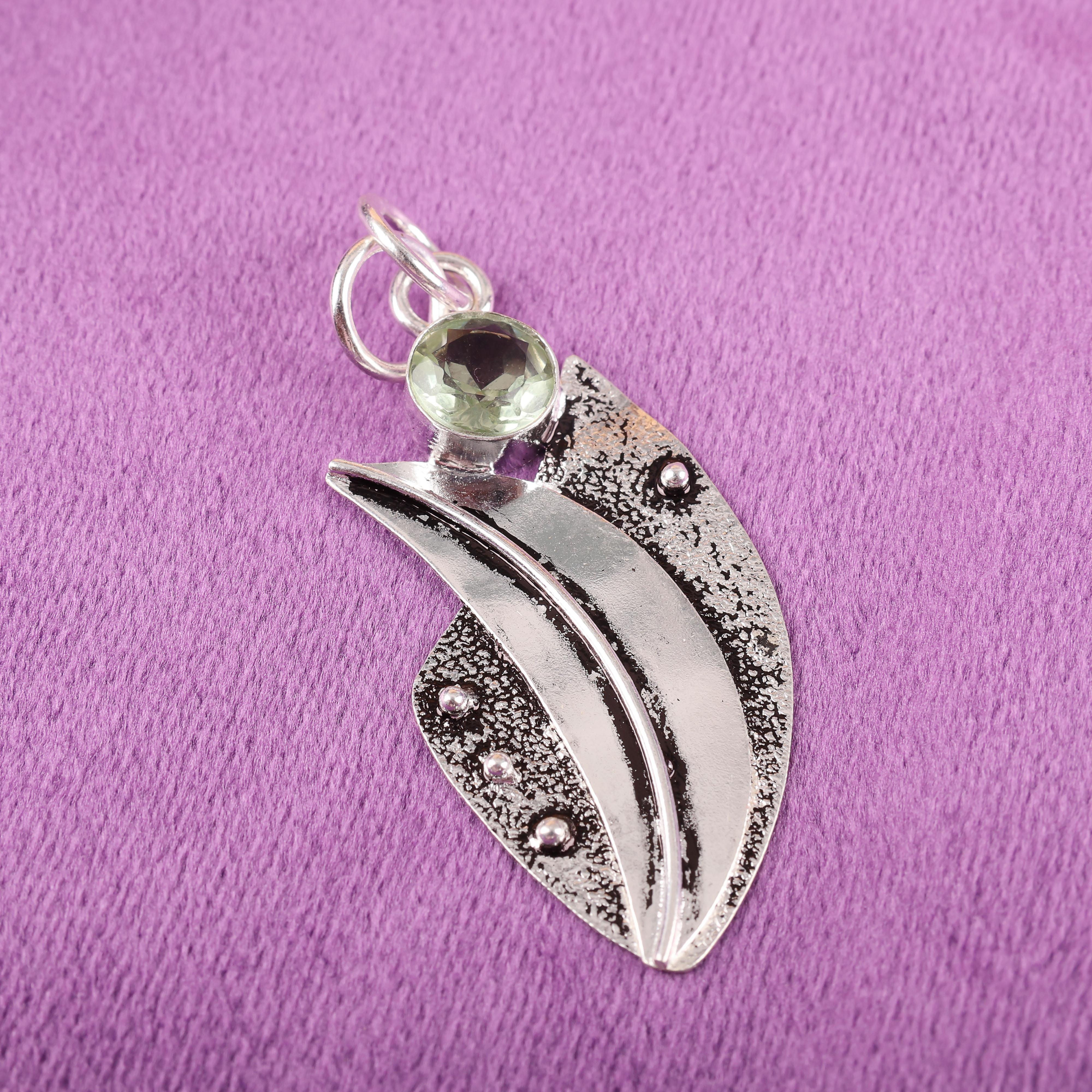 

Кулон с драгоценным камнем Зеленый Аметист, Кулон из серебра 925 пробы, Ювелирное изделие ручной работы, Подарок на День матери 2.05 inches зелёный