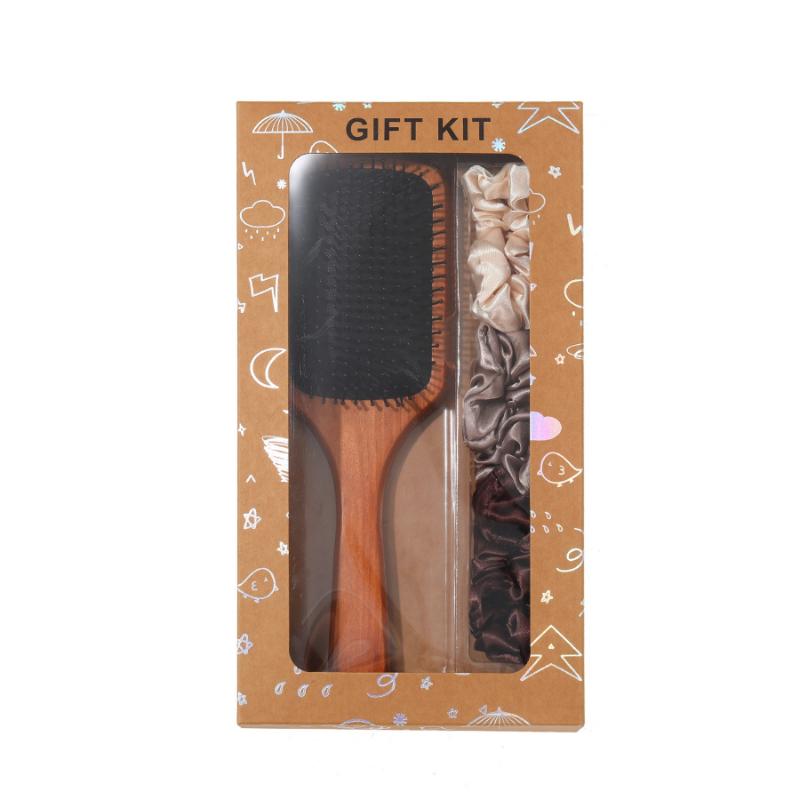 Beechwood Comb High-looking Household Air Cushion Comb in Gift Box Packaging Massage Comb Including Three Hairbands