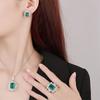 Jewelry Copper Bottom Gold-Plated Simulation Emerald Retro Temperament Pendant Set Female 10 * 14-7 * 9