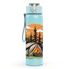 1PC Camping Tent Mountain Sunset Print 750ml Color Plastic Sports Water Bottle Leakproof Flip Straw Lid Suitable for Sports Office Home Use