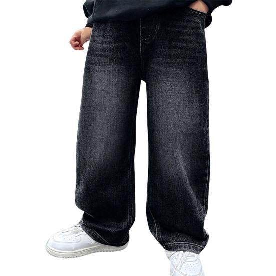 

Kid Wide Leg Denim Trousers High Waist Casual Straight Leg Trousers Fashionable Children Jeans for Spring Summer 140cm