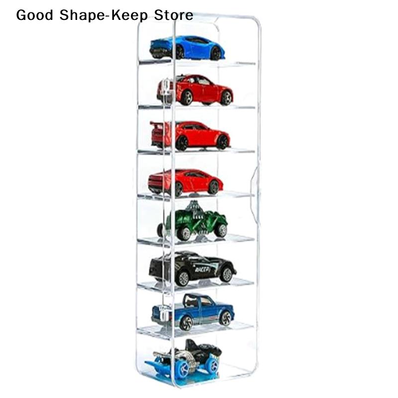 Grid Acrylic Display Case for 1:64 Car Models; Stackable, Dustproof Toy Car Storage Box