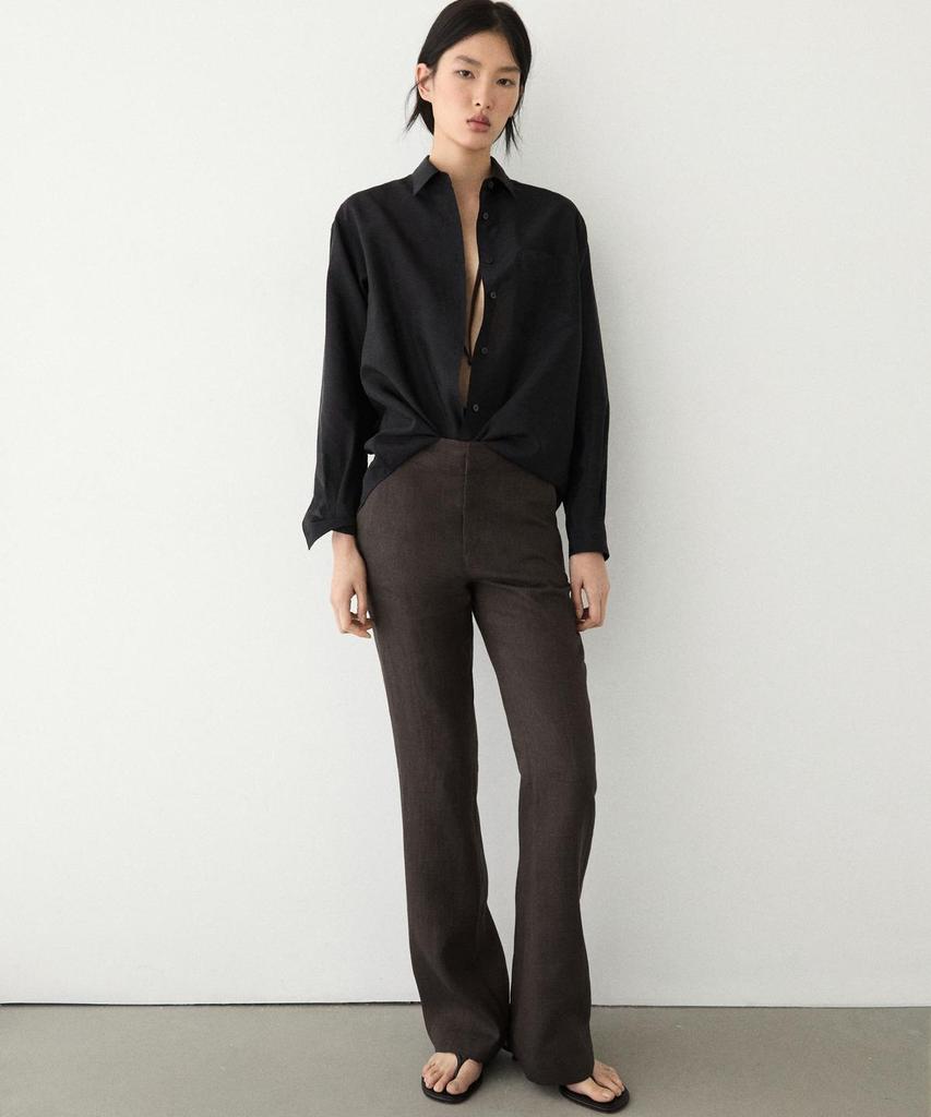 Masimodutti 100% Linen Kick Bell-Bottom Pants