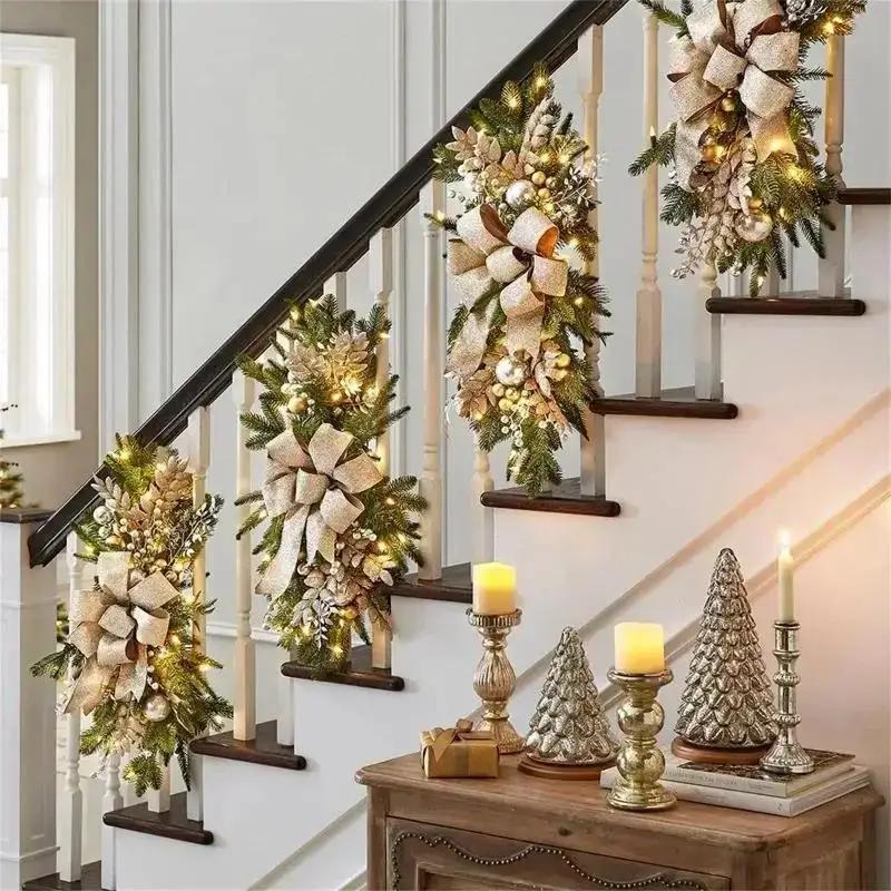 New Christmas Door Pendant Scene Layout Christmas Home Decoration Door Hanging Stair Wreath Wall Hanging Christmas Decor