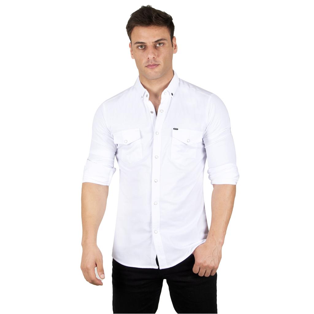 DeepSEA Herren-Hemd aus gestricktem Stoff mit Druckknopf und doppelter Tasche 2300415