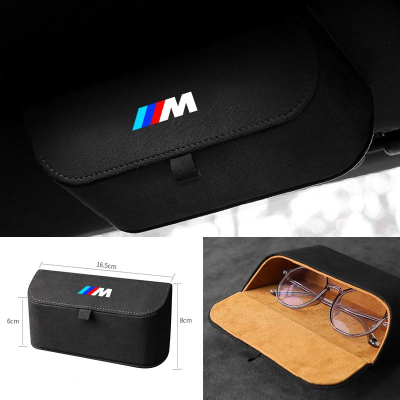 High-Quality Suede Car Sun Visor Glasses Box Car Badge Sunglasses Clips Glasses Box For BMW X1 X3 G01 X4 G02 X5 F15 F16 M3 M4 F3 QQ2