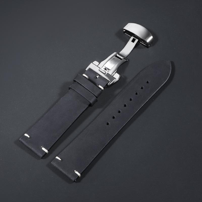 Calfskin Leather Watch Band for Omega for Seiko Bracelet 18mm 20mm 21mm 22mm 24mm Strap Dark Brown Stitching for Rolex Wristband