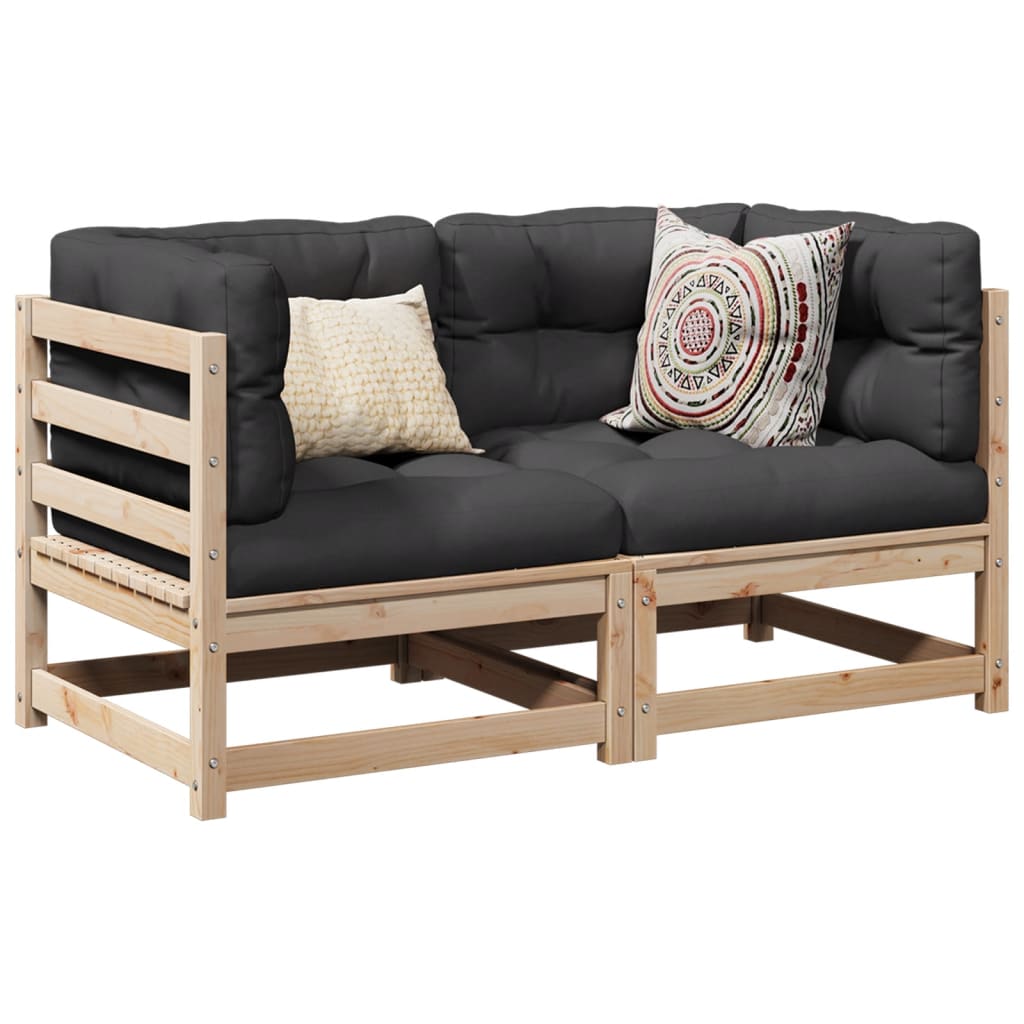 2 Piece Garden Sofa Set with Cushions Solid Pine Wood