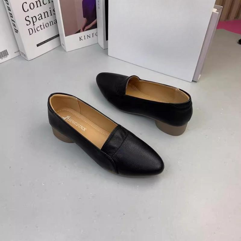 Pojedyncze buty jesień nowe niskie obcasy miękka skóra casualowy delikatny styl moda casualowe buty miękka podeszwa miękka powierzchnia