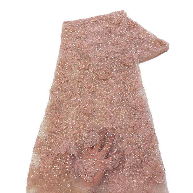 High Quality African Tube Beaded Sequin Lace Fabric Sequin Embroidery French Tulle Lace Nigerian Wedding Dress Cheongsam Fabric