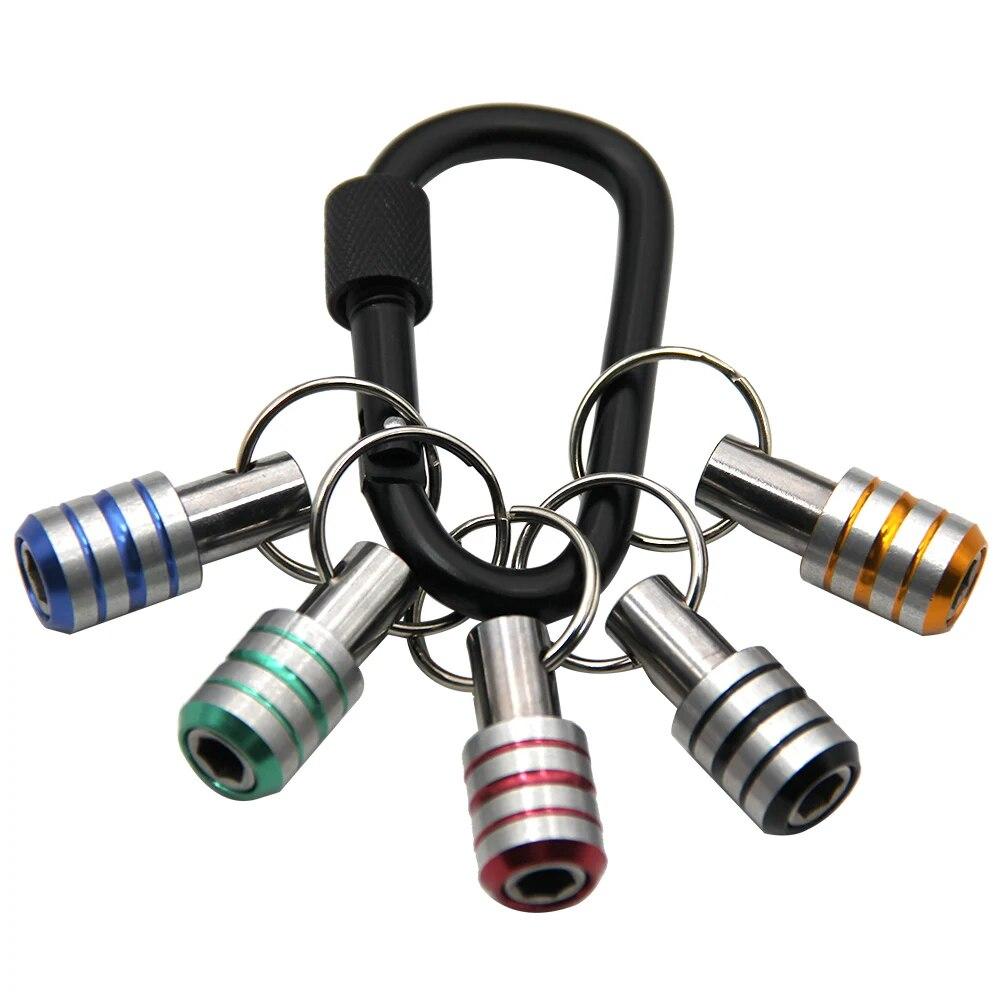 5pc Color Keychain Quick Change Connecting Rod 1/4 Hexagonal Handle Screwdriver Head Quick Release Sleeve Conversion Rod Set