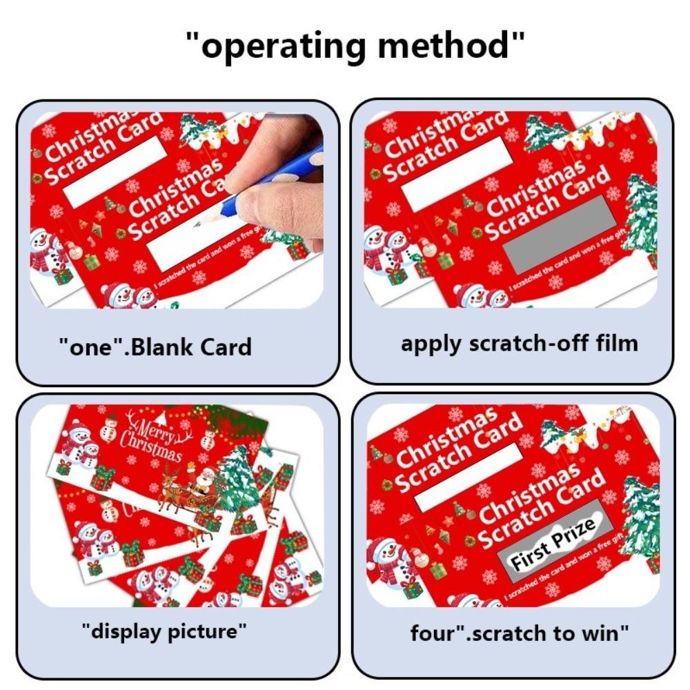 50Pcs/Set DIY Christmas Scratch Off Cards Cartoon Self-Scratchable Surprise Raffle Cards Creative Write‑In Party Gift Vouchers