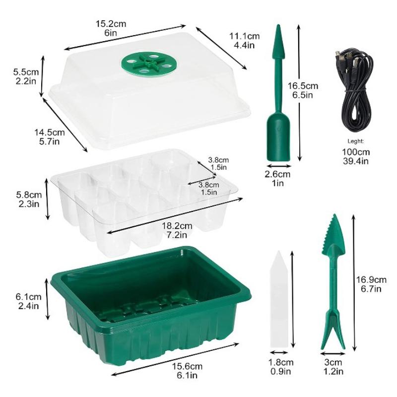 4/5/6 Pack Full Spectrum LED Grow Light with Seedling Tray Plant Seed Starter Trays Greenhouse Growing Lamp Hole 12 Cell Per Tray